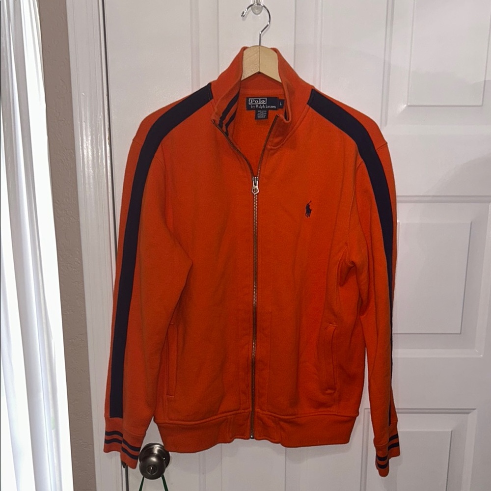 Ralph Lauren Orange Track Jacket with Black Stripes